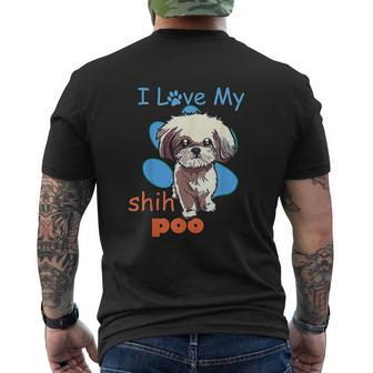 I Love My Shih Poo Best Dog Lover Paw Print Mens Back Print T-shirt - Thegiftio UK