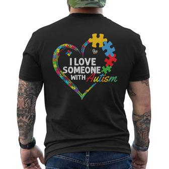 I Love Someone With Autism Heart Puzzle Men's T-shirt Back Print - Monsterry