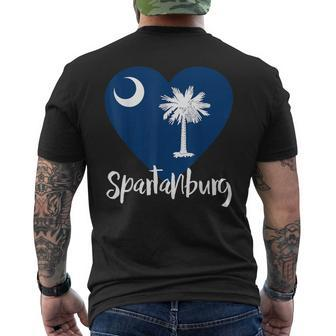 I Love Spartanburg South Carolina City Sc Flag Heart Men's T-shirt Back Print - Monsterry AU