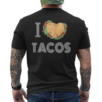 I Love Tacos 2 Tacos Make A Heart Taco Mexican Foodie Men's T-shirt Back Print - Monsterry DE