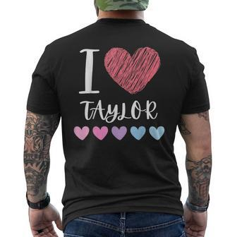 I Love Taylor Personalized Name Cool Birthday Party Men's T-shirt Back Print - Seseable