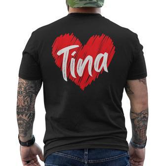 I Love Tina Heart Personalized Name Tina Men's T-shirt Back Print - Seseable