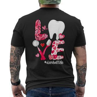 Love Tooth Heart Dental Life Valentine's Day Men's T-shirt Back Print - Monsterry