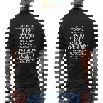 Love Truth Peace Freedom Justice Mens Back Print T-shirt - Seseable
