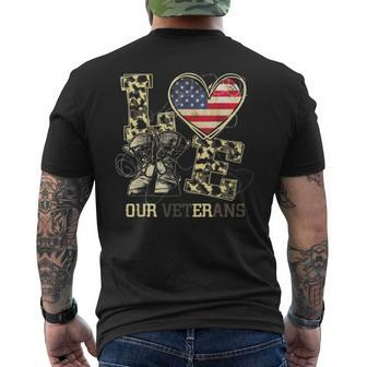 Love Our Veterans Us Military Veterans Day Mens Womens Men's T-shirt Back Print - Monsterry DE