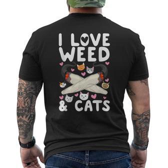 I Love Weed & Cats Cannabis Marijuana Pot Smoker Reefer Men's T-shirt Back Print - Monsterry DE