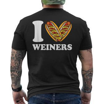I Love Weiners Hotdogs Wiener Frank Sausage Bun Men's T-shirt Back Print - Monsterry