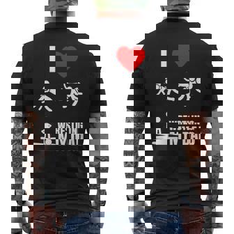 I Love Wrestling My Dad Mens Back Print T-shirt - Thegiftio UK