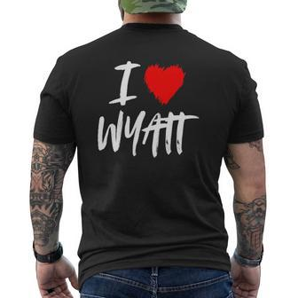 I Love Wyatt Husband Son Dad Boyfriend Grandson Red Heart Mens Back Print T-shirt | Mazezy