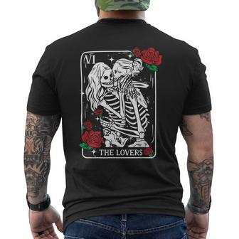 The Lovers Tarot Card Occult Skeleton Roses Gothic Kissing Men's T-shirt Back Print - Thegiftio UK