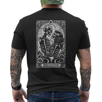 The Lovers Vintage Skeleton Couple Skull Gothic Tarot Card Men's T-shirt Back Print - Monsterry