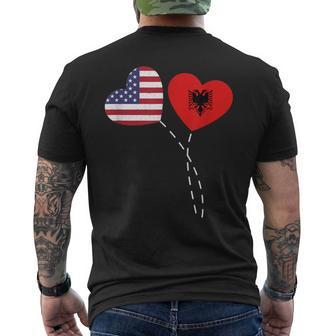 Loving Albania Usa Flag Heart Albanian Americans Love Men's T-shirt Back Print - Monsterry DE