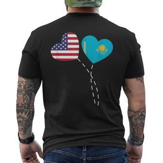 Loving Usa Kazakhstan Flag Heart Kazakh Americans Love Men's T-shirt Back Print - Monsterry