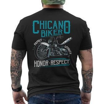 Lowriders Motorcycle Biker Custom Chicano Vintage Mexican Men's T-shirt Back Print - Monsterry