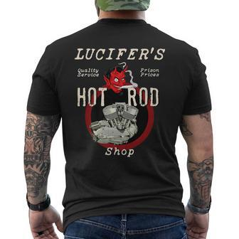 Lucifer's Hot Rod Shop Rockabilly Retro Sporty Ironhead Hot Men's T-shirt Back Print - Monsterry DE