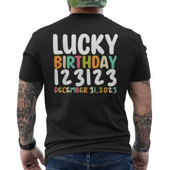 Lucky Birthday 123123 Happy New Year 2024 Birthday Party Men's T-shirt Back Print - Thegiftio UK