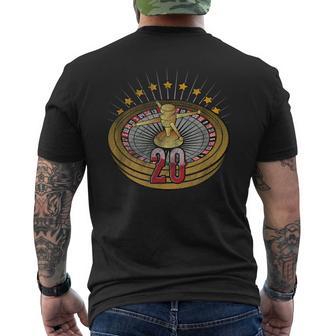 Lucky Number 20 S Roulette Wheel Gambling Distressed Men's T-shirt Back Print - Monsterry DE