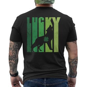 Lucky Wolf Lovers Shamrock Irish St Patricks Day Men's T-shirt Back Print | Mazezy AU