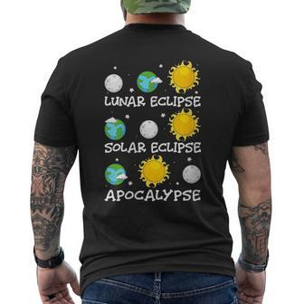 Lunar Eclipse Solar Eclipse 2024 And Apocalypse April 08 24 Men's T-shirt Back Print - Seseable