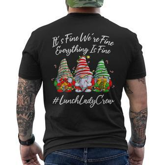 Lunch Lady Crew Everything Is Fine Christmas Gnomie Mens Back Print T-shirt - Thegiftio UK