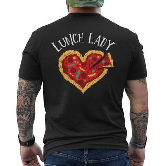 Lunch Lady Pizza Heart School Cafeteria Worker Men's T-shirt Back Print | Mazezy