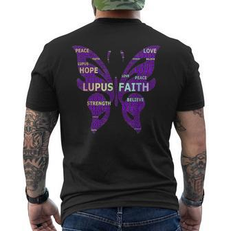 Lupus Awareness Purple Butterfly Faith Hope Love Mens Back Print T-shirt - Thegiftio UK