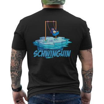 Lustig Pinguin Schwinguin Schaukel Arktis Eis T-Shirt mit Rückendruck - Seseable