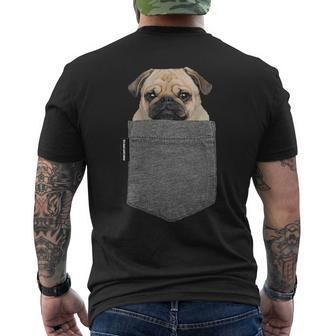 Lustiges Mops-Gesicht Herren Kurzärmliges Herren-T-Kurzärmliges Herren-T-Shirt mit Brusttaschen-Print, Witziges Hundemotiv - Seseable