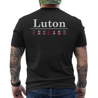 Luton English Flag Name Of The City In England Men's T-shirt Back Print - Seseable