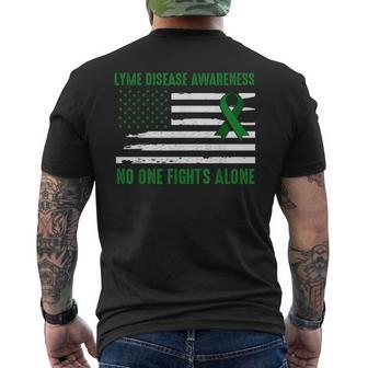 Lyme Disease Awareness Green Ribbon Lime Us Flag Men's T-shirt Back Print - Monsterry AU