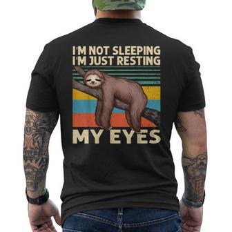 I M Not Sleeping Im Just Resting My Eyes Sloth Animals Mens Back Print T-shirt - Thegiftio UK