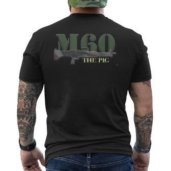 M60 Military Machine Gun American Flag Graphic Men's T-shirt Back Print - Monsterry