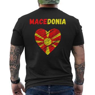 Macedonia Flag Holiday Macedonia Heart Macedonian Flag Men's T-shirt Back Print - Monsterry AU