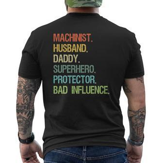 Machinist Husband Daddy Superhero Protector Dad Mens Back Print T-shirt | Mazezy