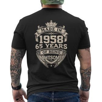 Made In 1958 65 Years Of Being Awesome Vintage 65Th Birthday Men's T-shirt Back Print - Monsterry