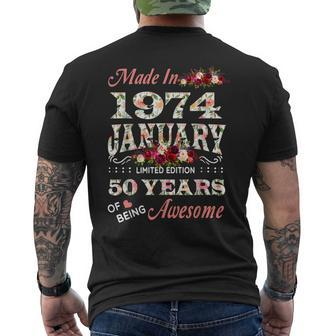 Made In January 1974 Limited Edition 50Th Birthday For Women Men's T-shirt Back Print - Seseable