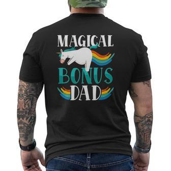 Magical Bonus Dad Proud Stepfather Cute Unicorn Step Dad Mens Back Print T-shirt | Mazezy