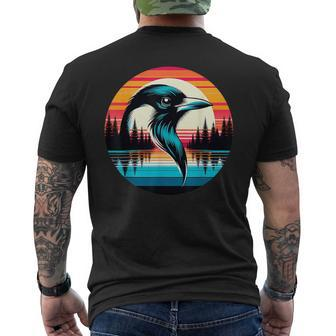 Magpie Bird Sunset Retro Style Safari Vintage 70S Men's T-shirt Back Print - Monsterry DE