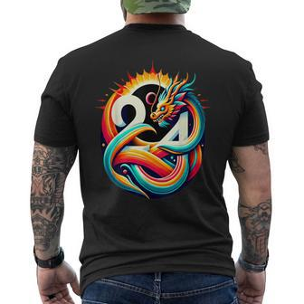 Majestic 2024 Solar Eclipse In The Year Of The Dragon Men's T-shirt Back Print - Seseable