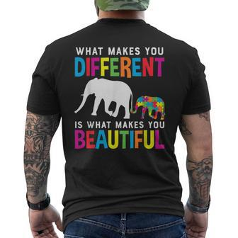 What Makes You Different Autism Awareness Elephant Puzzle Men's T-shirt Back Print - Thegiftio UK
