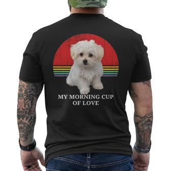 Maltese Puppies Lover Retro Sunset Pet Owner Love Gif Men's T-shirt Back Print | Mazezy