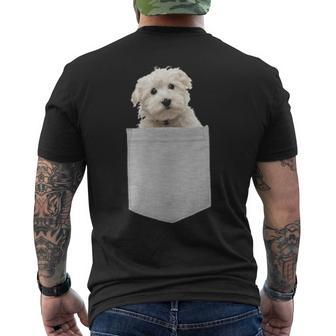 Maltese Puppy Dog In Your Pocket Men's T-shirt Back Print | Mazezy