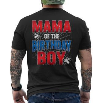 Mama Of The Birthday Boy Costume Spider Web Birthday Party Men's T-shirt Back Print - Seseable