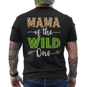 Mama Of The Wild One Zoo Animal 1St Birthday Safari Theme Men's T-shirt Back Print - Seseable