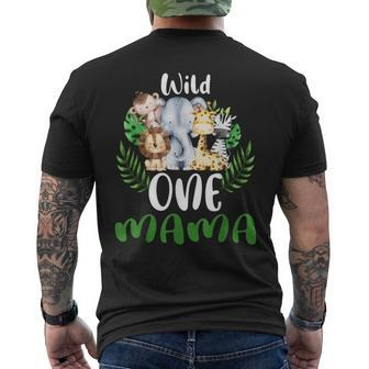 Mama Of The Wild One Zoo Birthday Safari Jungle Animal Men's T-shirt Back Print - Thegiftio UK