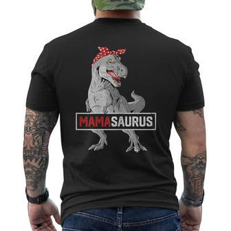 Mamasaurus T Rex Birthday Dinosaur Mommy Family Matching Men's T-shirt Back Print - Seseable