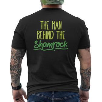 Man Behind The Shamrock St Patrick's Day Pregnancy Dad Mens Back Print T-shirt | Mazezy