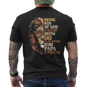 Being Man Of God Is Destiny Being Dad Is An Honor Lion Judah Men's T-shirt Back Print - Monsterry DE