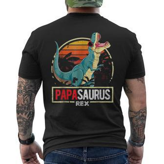 Man Papasaurus Rex Top For Men Retro Family Present For Dad Men's T-shirt Back Print - Monsterry