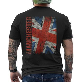 Manchester England United Kingdom British Jack Union Flag Men's T-shirt Back Print - Monsterry